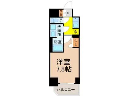 S-RESIDENCE葵(1K/6階)の間取り写真