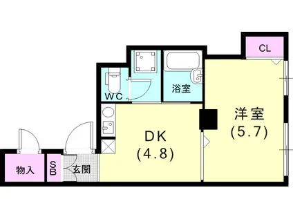 イースト西代(1DK/2階)の間取り写真