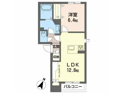 シャーメゾン関屋(1LDK/2階)の間取り写真