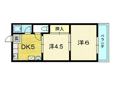ニュー芝ノ下ハイツ(2DK/1階)の間取り写真