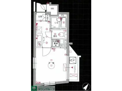 ル・リオン目黒I(1K/4階)の間取り写真