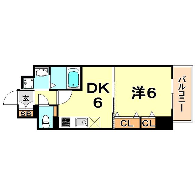 プレサンス三宮フラワーロード(1DK/8階)の間取り写真