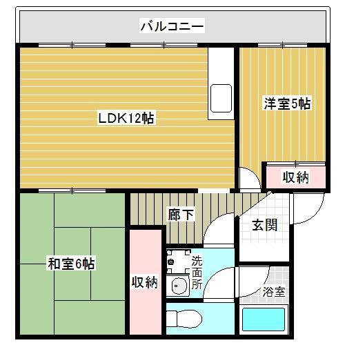 たかみマンション(2LDK/3階)の間取り写真