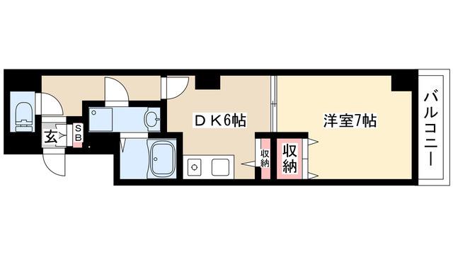 レジデンスカープ今池(1DK/3階)の間取り写真