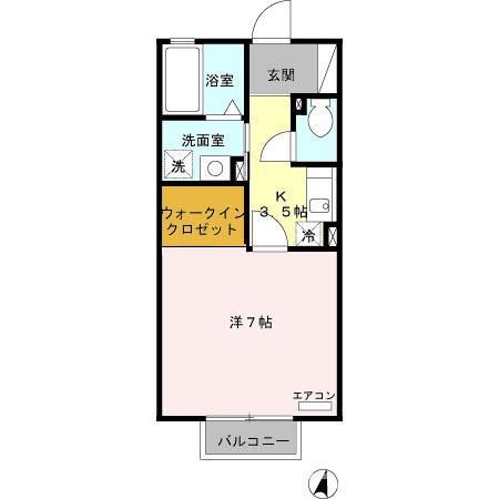 ラ・カルティエ(1K/2階)の間取り写真