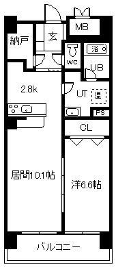 ソルティ517(1LDK/7階)の間取り写真