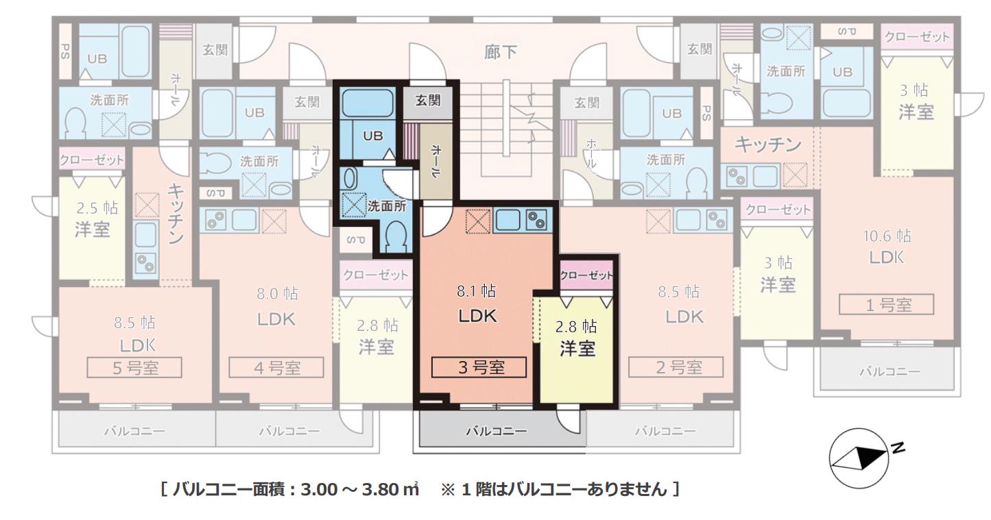 CRESCENT 台原(1LDK/1階)の間取り写真