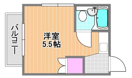 ビッグバーンズマンション伊島G棟(ワンルーム/1階)の間取り写真