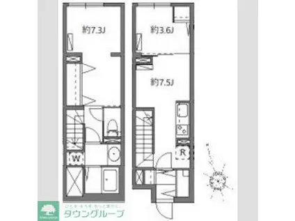 ソラシアレジデンス学芸大学II(2DK/B1階)の間取り写真