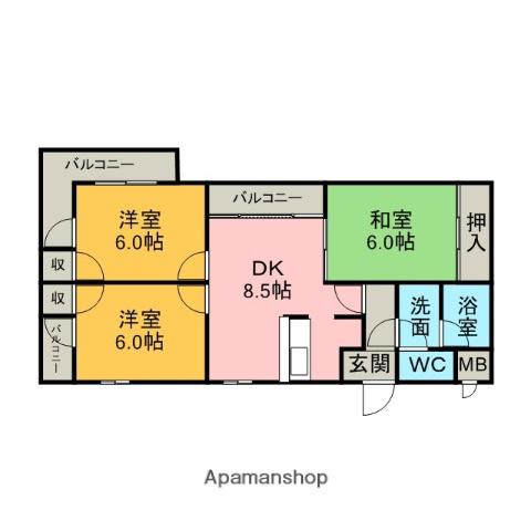 ロイヤル長草(3DK/2階)の間取り写真
