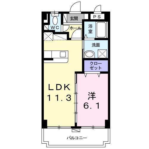 ピュア フォレスト(1LDK/2階)の間取り写真