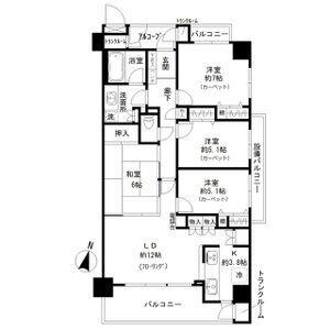 バンベール伏屋(4LDK/8階)の間取り写真