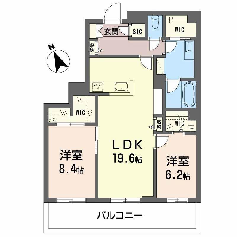 クレイエール(2LDK/2階)の間取り写真