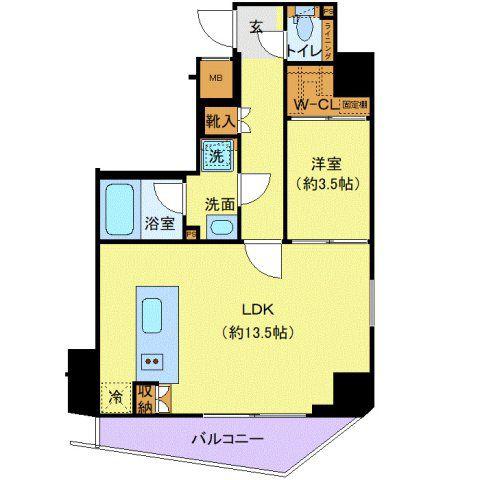 LOG浅草橋(1LDK/9階)の間取り写真