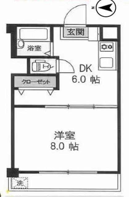 コーポ小石川(1DK/6階)の間取り写真