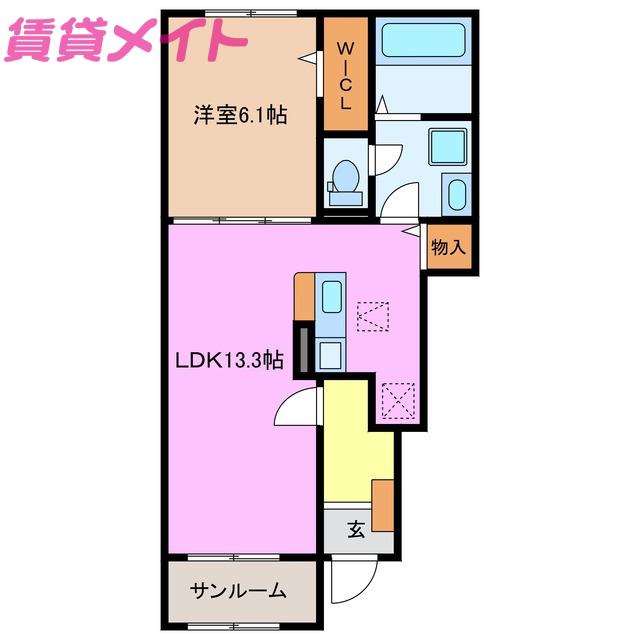 ローレル II(1LDK/1階)の間取り写真