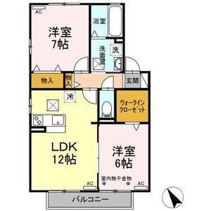 ブラン・ブルーD(2LDK/1階)の間取り写真