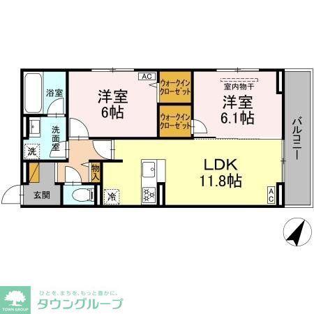 グランディール柏の葉(2LDK/3階)の間取り写真