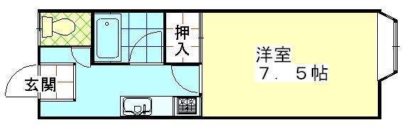 メゾン三浦(1K/2階)の間取り写真