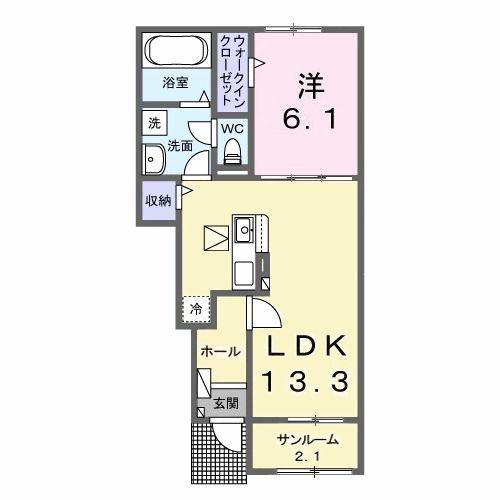 アンジュ(1LDK/1階)の間取り写真