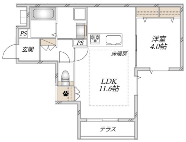 T-MAISON(1LDK/1階)の間取り写真