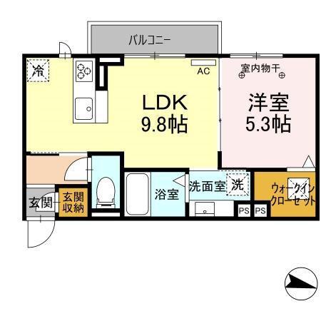 グランヴィラージュ(1LDK/1階)の間取り写真