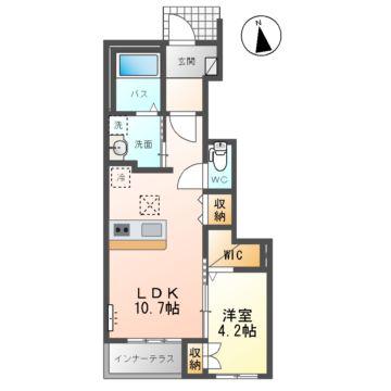 アクエリアス(1LDK/1階)の間取り写真