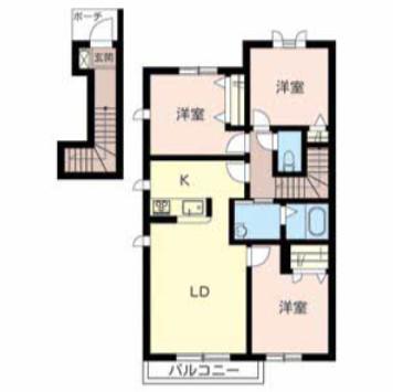 ファミール桜B(3LDK/2階)の間取り写真