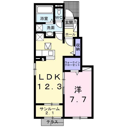 サンロード可児 II(1LDK/1階)の間取り写真