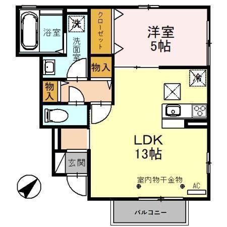 リバーサイド彩(1LDK/1階)の間取り写真