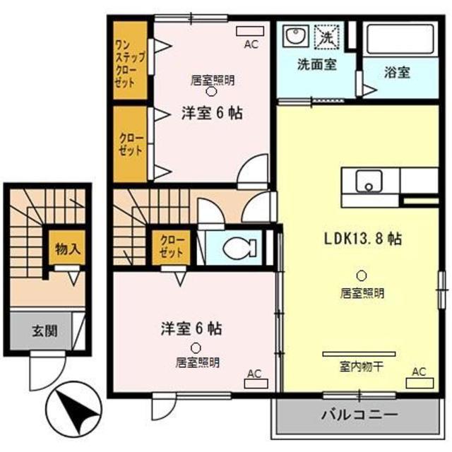 南海本線 北助松駅 徒歩4分 2階建 築21年(2LDK/2階)の間取り写真