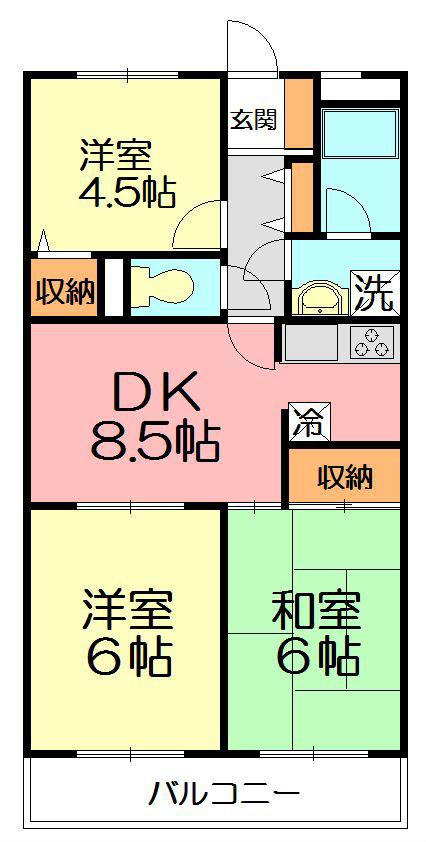 茅ヶ崎ダイカンプラザ(3DK/3階)の間取り写真