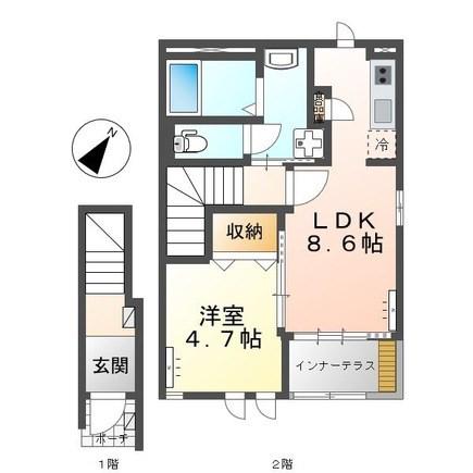メリー コート(1LDK/2階)の間取り写真