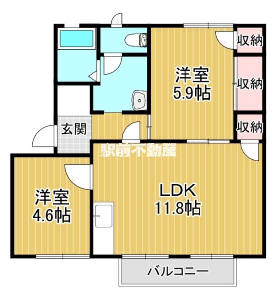 ウィズN B棟(3DK/2階)の間取り写真