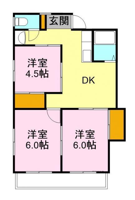 ハウスミル(3DK/1階)の間取り写真