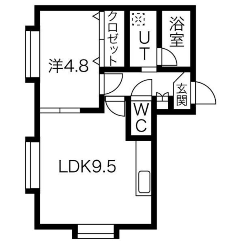 MAJESTIC北郷壱番館(1LDK/3階)の間取り写真
