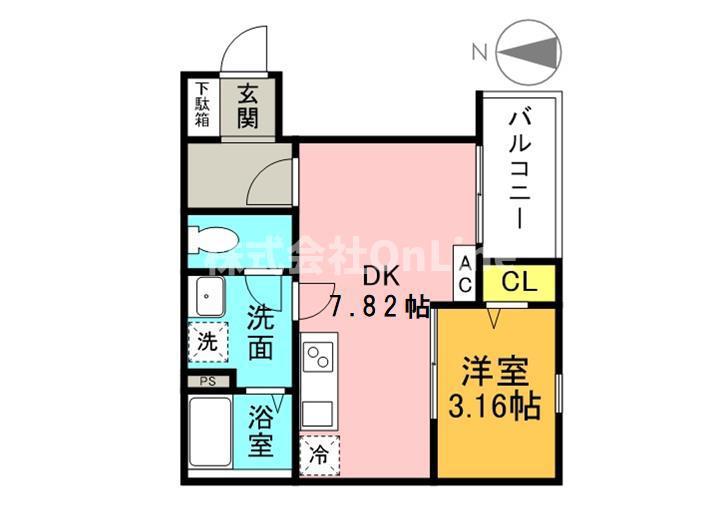 FSTYLE八尾北久宝寺(1DK/1階)の間取り写真