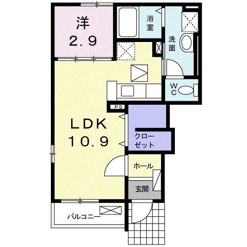 グレート・リバービレッジI(1LDK/1階)の間取り写真