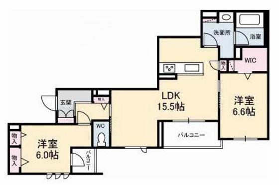 ボヌール櫻(2LDK/3階)の間取り写真