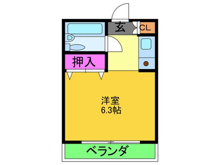 アチーブメントK(ワンルーム/1階)の間取り写真