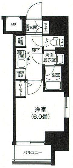 ルフレプレミアム新小岩(1K/7階)の間取り写真
