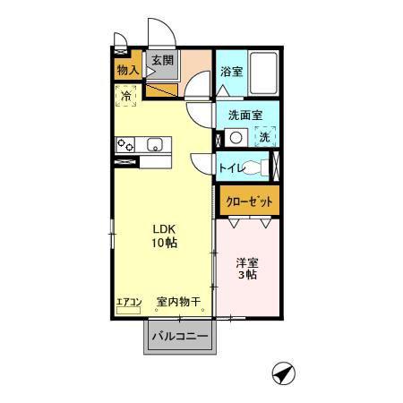 メルベーユパル II(1LDK/2階)の間取り写真