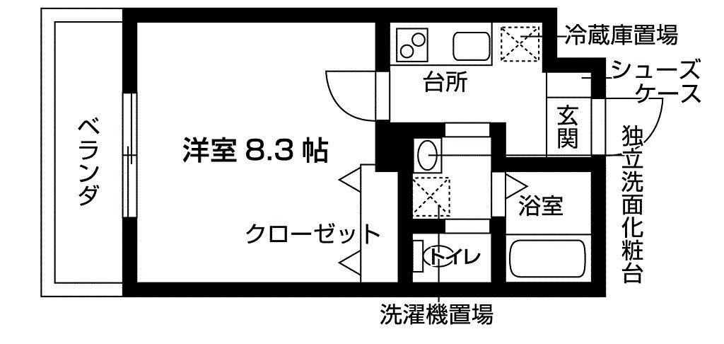 プライムビレッジイースト棟(1K/3階)の間取り写真