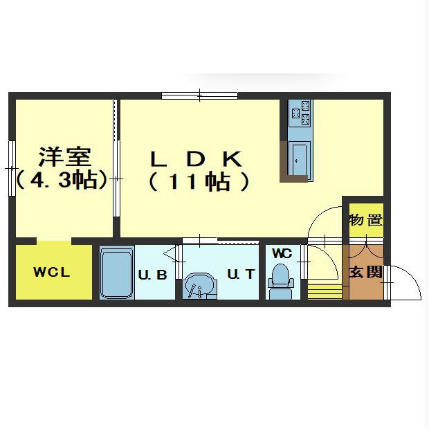マレッセMJ(1LDK/1階)の間取り写真