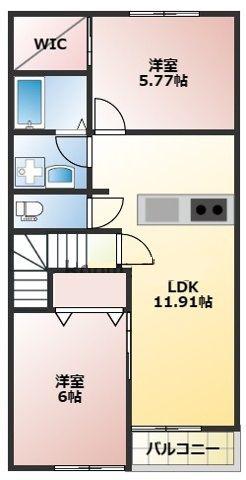 メゾンマーズ(2LDK/2階)の間取り写真