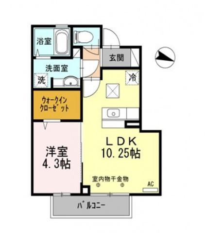 UN DE CES JOURSアンドセジュール(1LDK/1階)の間取り写真