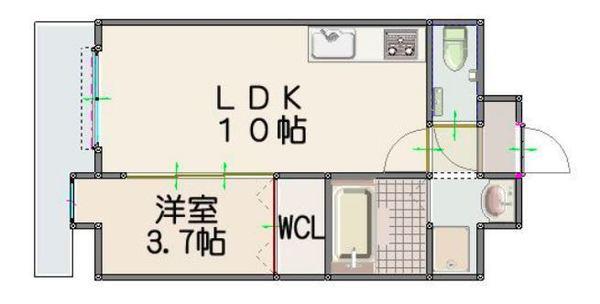 ルッシェ竹下駅前(1LDK/3階)の間取り写真