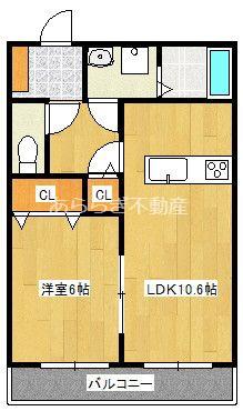 ビューノ市野(1LDK/1階)の間取り写真