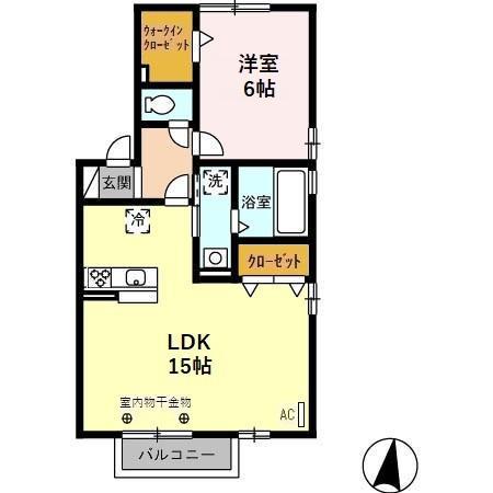 プランドール(1LDK/2階)の間取り写真