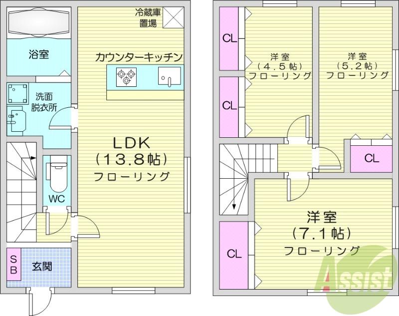 COMFORT青山(3LDK/1階)の間取り写真